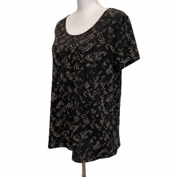 LULAROE Black with Gold Graphic Tee - Picture 4 of 7